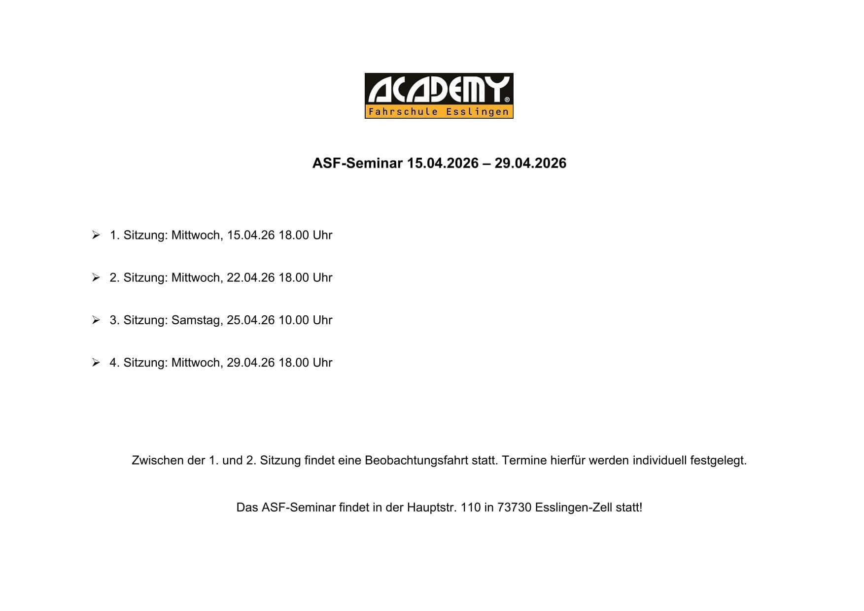 Unser nächstes ASF-Seminar